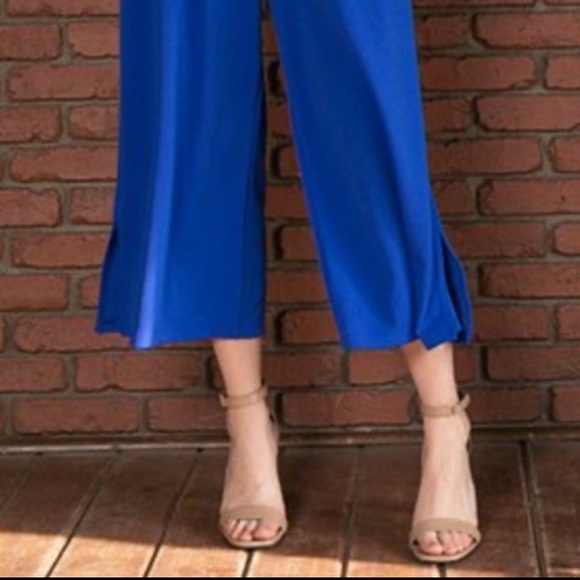 NEW•XL•SUGARED + BRONZED• ELECTRIC BLUE WIDE LEG PANTS WITH POCKETS - Picture 4 of 15